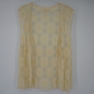 Nabee Women's Delicate Cream Ivory Lace Sunflower Open Front Fairy Bohemian Med.